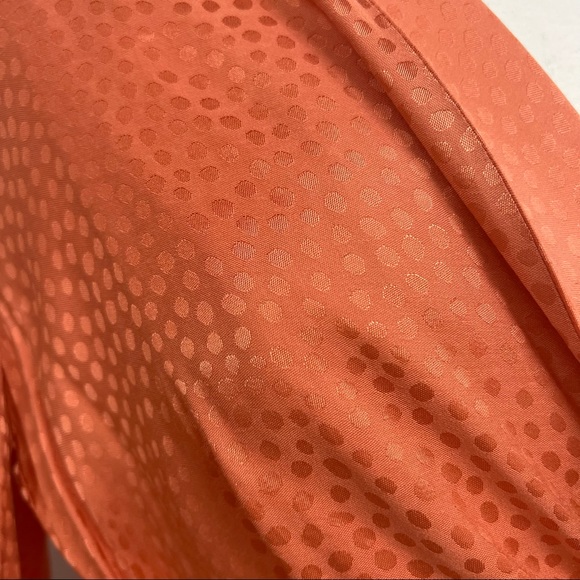 BCBG Textured Satin Long Sleeve Wrap Top in Papaya - Picture 3 of 8